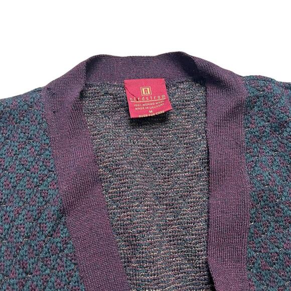 Vintage Nordstrom 100% Merino Wool Cardigan Sweater Made in Uruguay Medium Retro - Picture 3 of 13